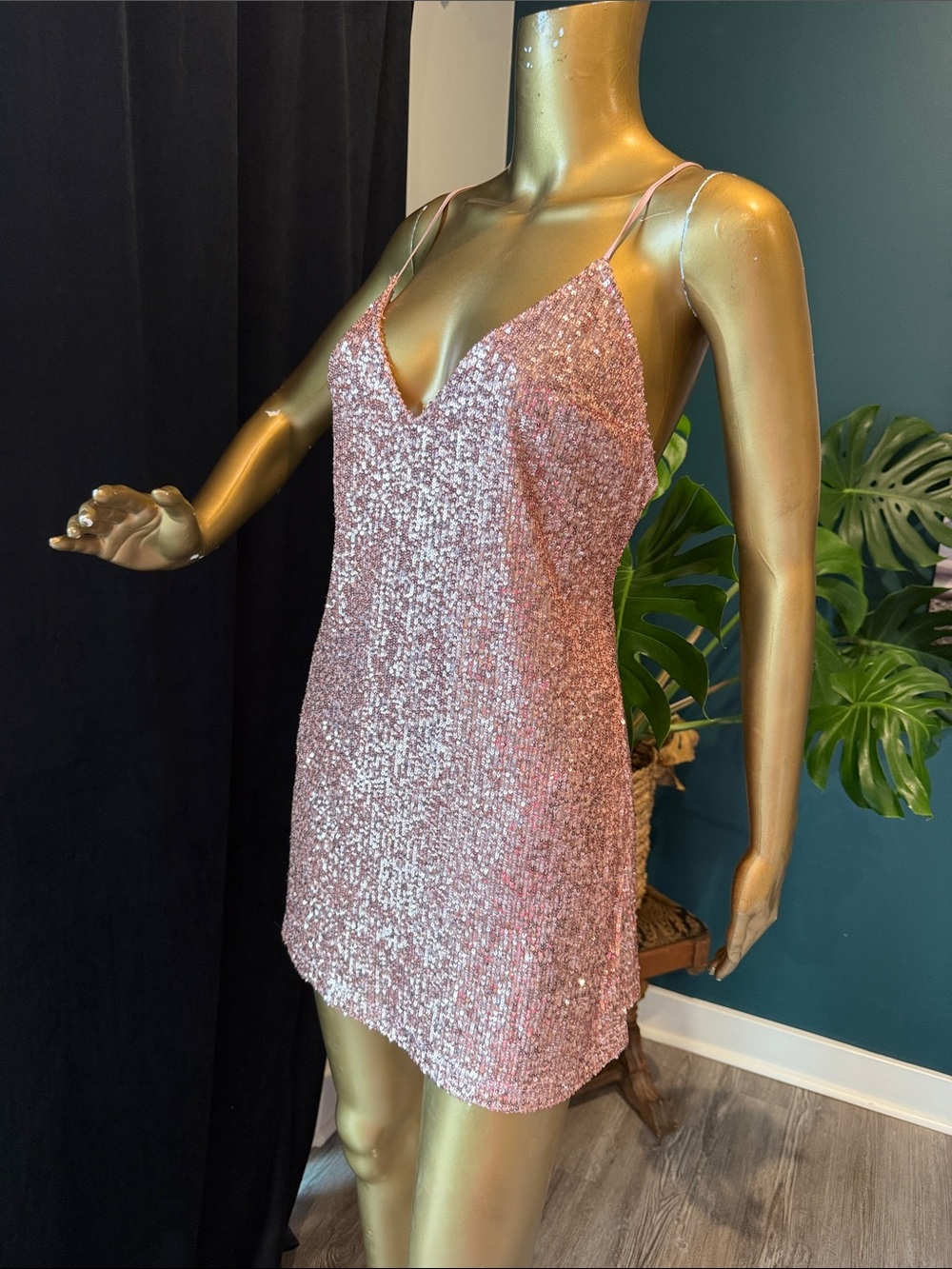 Victoria's Secret Rose Gold Sequin Slip Dress